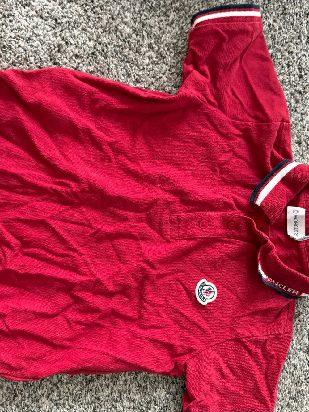 Moncler Red Kids Polo with Logo Patch